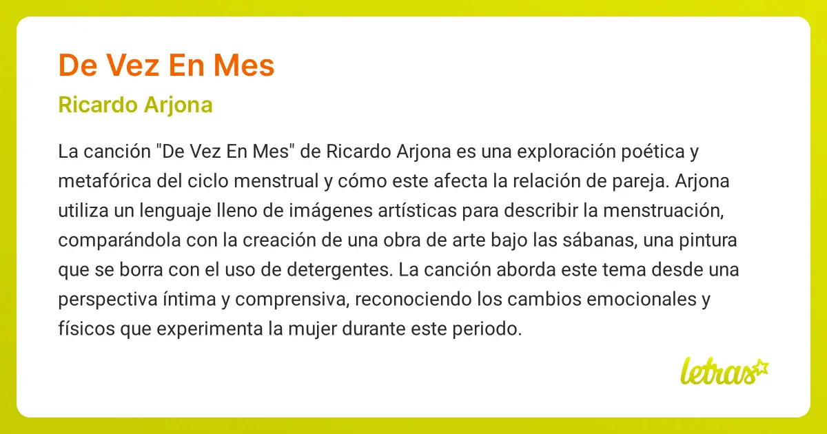 desde el pelo hasta la punta de los pies - Qué significa la canción de vez en mes